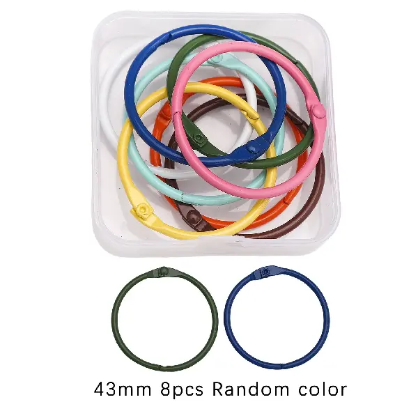 Alloy spray-painted open key ring 43mm random mixed colors 8 pieces/box,chaincharmsupply.com