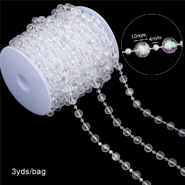 Faceted beads, large beads 10mm, small beads 4mm, transparent color, 3 yards/pack,chaincharmsupply.com
