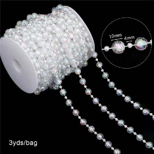 Faceted ball beads, large beads 10mm, small beads 4mm, AB color, 3 yards/pack,chaincharmsupply.com
