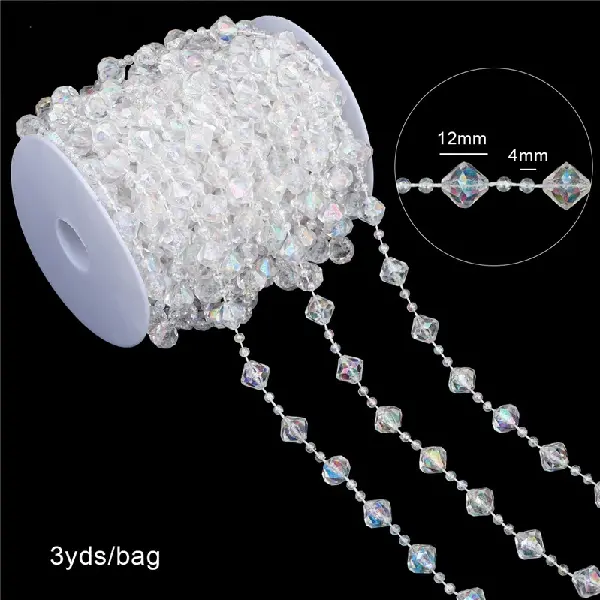 Large beads 12x12mm, small beads 4mm, AB color, 3 yards/pack,chaincharmsupply.com