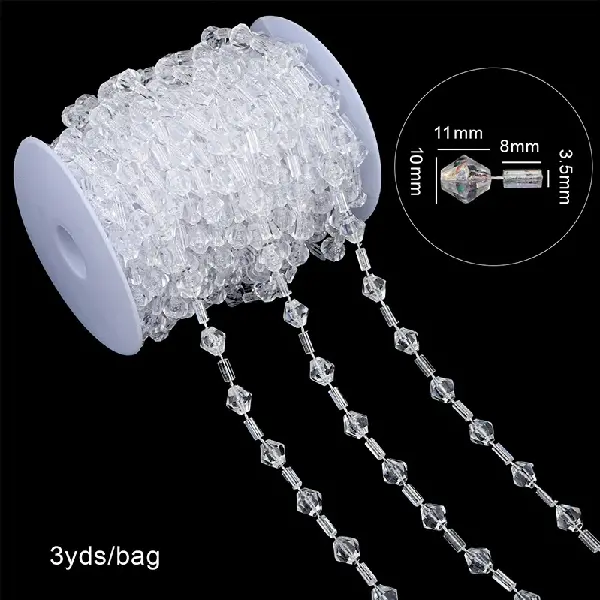 Large beads 10x11mm, tube beads 8x3.5mm, transparent color, 3 yards/pack,chaincharmsupply.com
