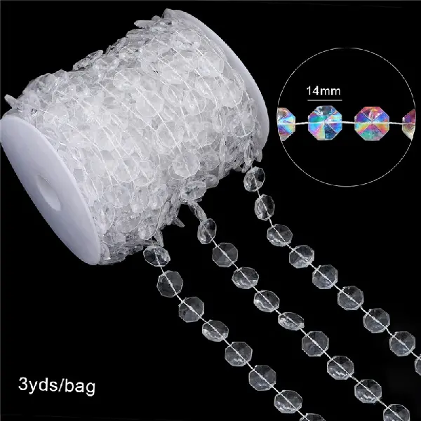 Octagonal piece 14x14mm transparent color 3 yards/pack,chaincharmsupply.com