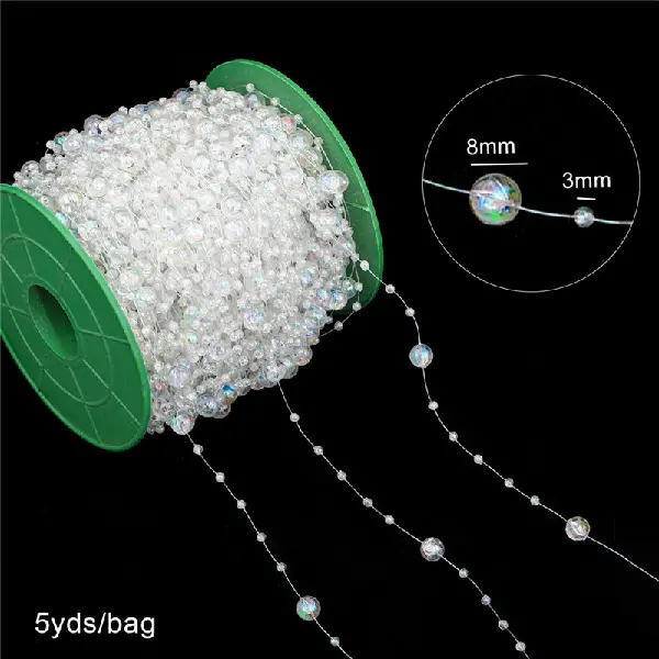 Round beads, large beads 8mm, small beads 3mm, AB color, 5 yards/pack,chaincharmsupply.com