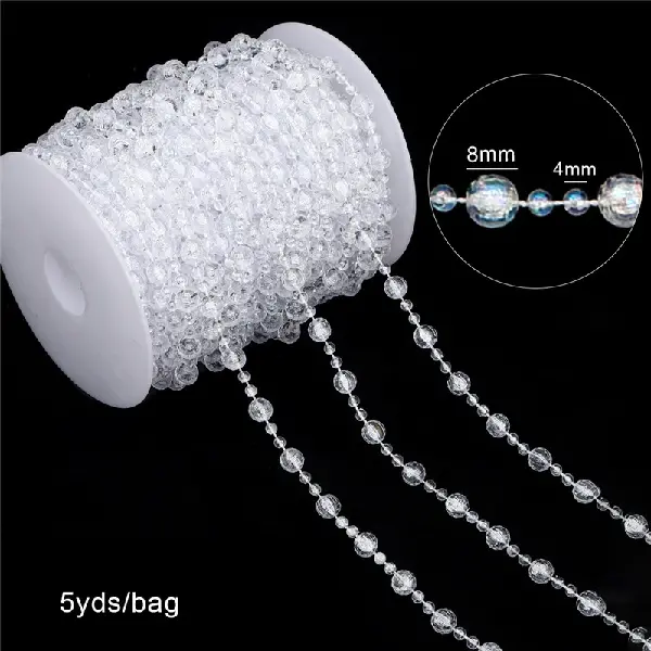 Faceted beads, large beads 8mm, small beads 4mm, transparent color, 5 yards/pack,chaincharmsupply.com