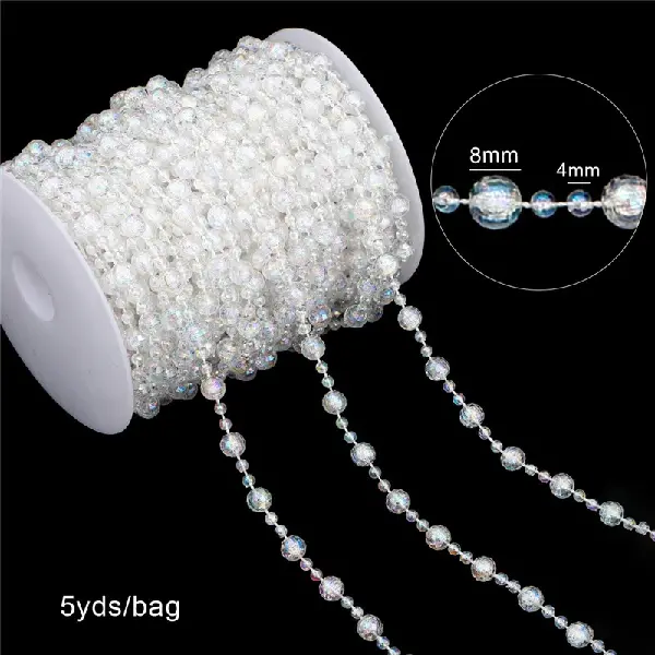 Faceted ball beads, large beads 8mm, small beads 4mm, AB color, 5 yards/pack,chaincharmsupply.com