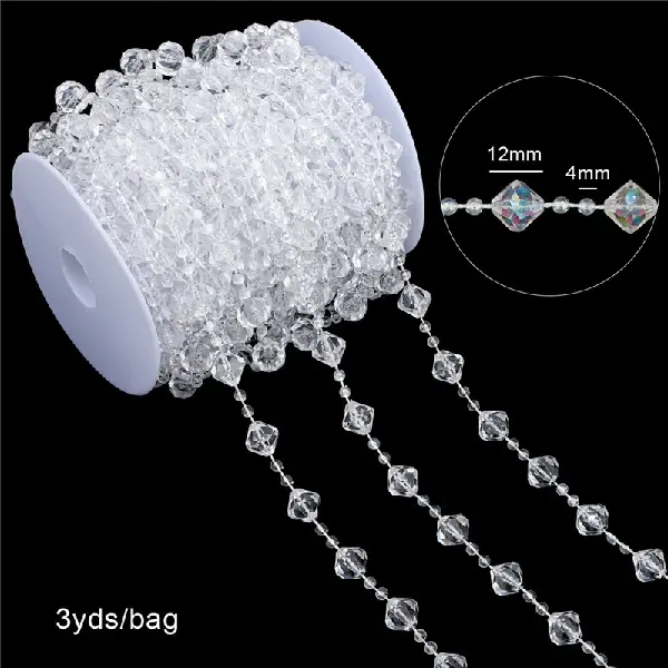 Large beads 12x12mm, small beads 4mm, transparent color, 3 yards/pack,chaincharmsupply.com