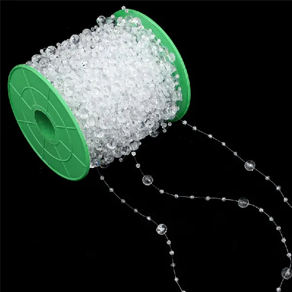Large package, round beads, large beads 8mm, small beads 3mm, transparent color, 60 meters/1 roll,chaincharmsupply.com