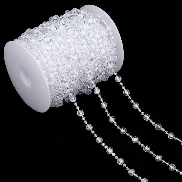Large package of faceted beads, large beads 8mm, small beads 4mm, transparent color, 20 meters/1 roll,chaincharmsupply.com