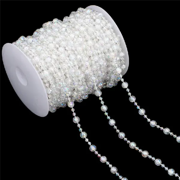 Large package of faceted beads, large beads 8mm, small beads 4mm, AB color, 20 meters/1 roll,chaincharmsupply.com
