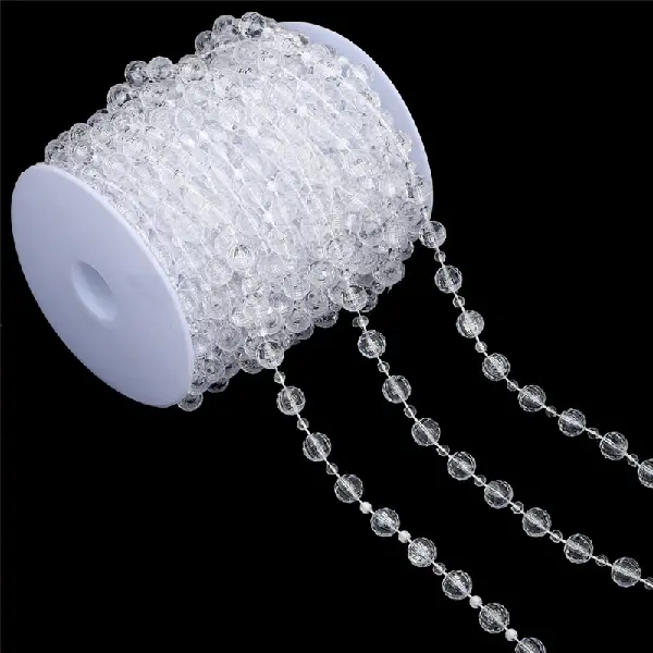 Large package of faceted beads, large beads 10mm, small beads 4mm, transparent color, 15 meters/1 roll,chaincharmsupply.com