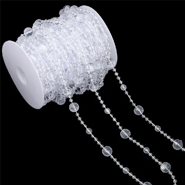 Large package of faceted beads, large beads 12mm, small beads 4mm, medium beads 8mm, transparent color, 15 meters/1 roll,chaincharmsupply.com