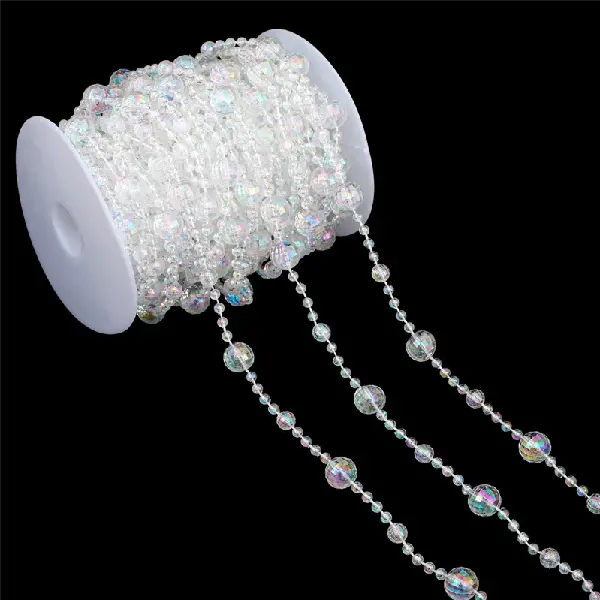 Large package of faceted beads, large beads 12mm, small beads 4mm, medium beads 8mm, AB color 15 meters/1 roll,chaincharmsupply.com