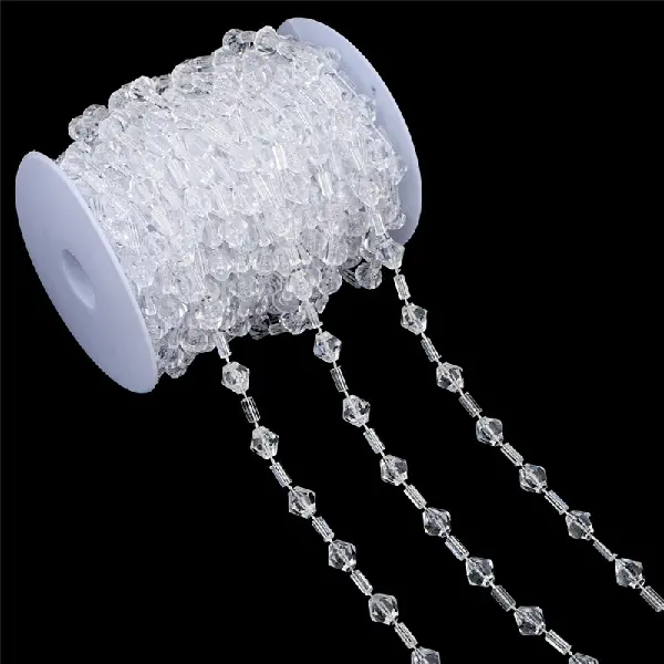 Large package of large beads 10x11mm, tube beads 8x3.5mm, transparent color, 15 meters/1 roll,chaincharmsupply.com