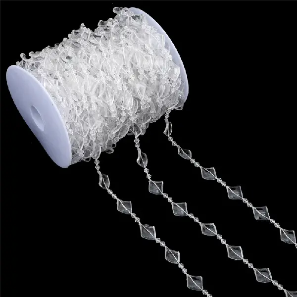 Large package of rhombus sheets 17x13mm, corner beads 4mm, transparent color, 15 meters/1 roll,chaincharmsupply.com