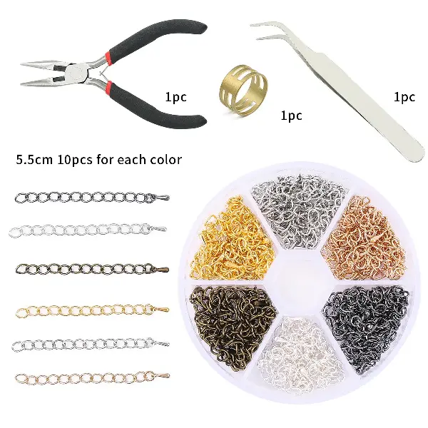 6-compartment boxed iron tail chain + water drop - 1 set,chaincharmsupply.com
