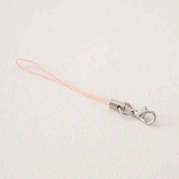 Skin pink with lobster clasp - total length about 58mm, rope length about 45mm, 20 pieces/pack,chaincharmsupply.com