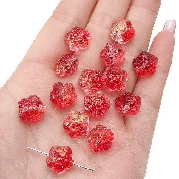 Red-12mm, hole diameter about 1mm, 10 pcs/pack,chaincharmsupply.com