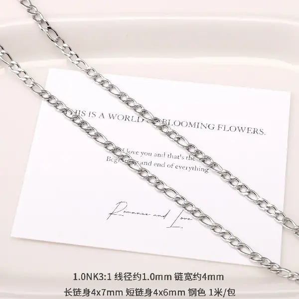 #02 style 1.0NK3:1 steel color 1 meter/pack,chaincharmsupply.com