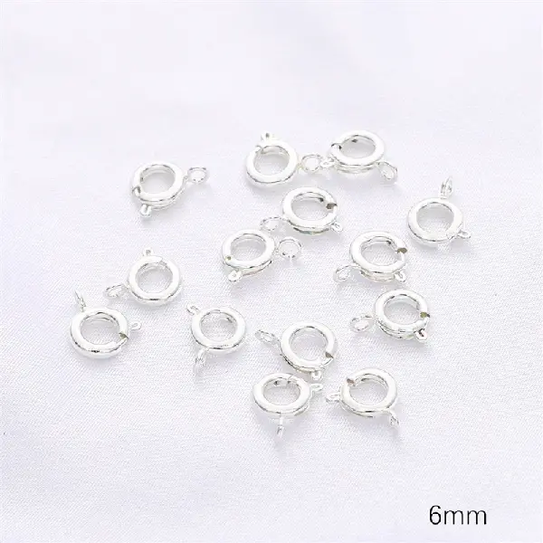 6mm spring buckle silver 1 piece,chaincharmsupply.com