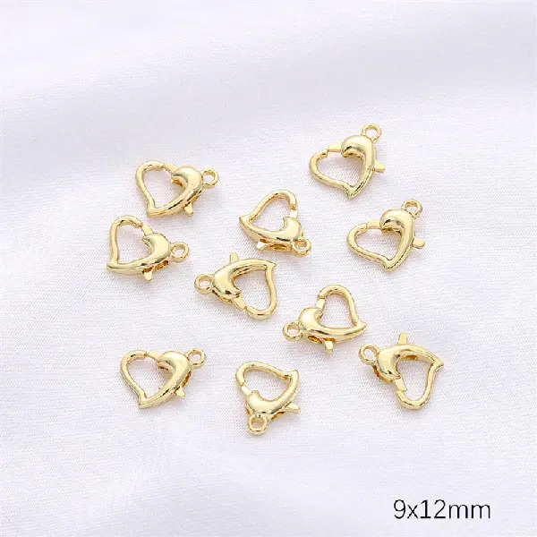 Heart-shaped lobster clasp 14K gold 1 piece,chaincharmsupply.com