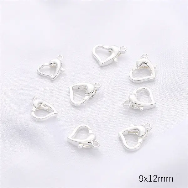 Heart-shaped lobster clasp silver 1 piece,chaincharmsupply.com