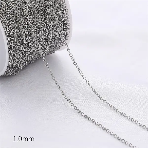 Flat O-shaped chain platinum 1.0mm 1 meter/pack,chaincharmsupply.com