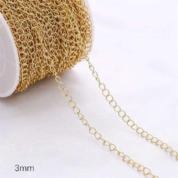 Tail chain 14K gold-plated 3mm 1 meter/pack,chaincharmsupply.com