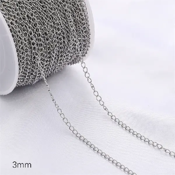 Tail chain platinum 3mm 1 meter/pack,chaincharmsupply.com