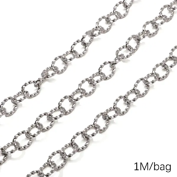 Stainless steel chain 10x13 twisted European wire diameter about 2.0mm, chain width about 10mm, chain body 10x13mm-0.5m/pack,chaincharmsupply.com