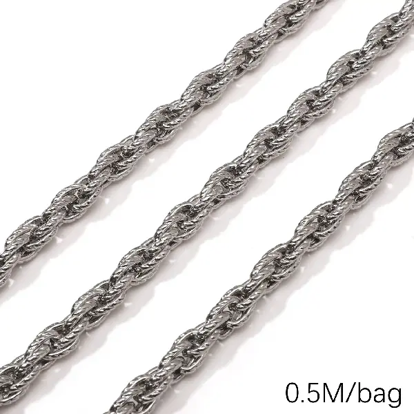 Stainless steel chain 8.0 semicircular double buckle twill wire diameter about 2.2mm chain width about 8mm chain body 8x11mm-0.5m/pack,chaincharmsupply.com