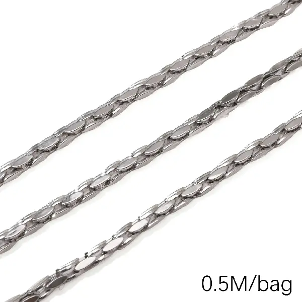 Stainless steel chain 4.0 small square, wire diameter about 2.0mm, chain width about 4mm, chain body 4x7mm-1 meter/pack,chaincharmsupply.com