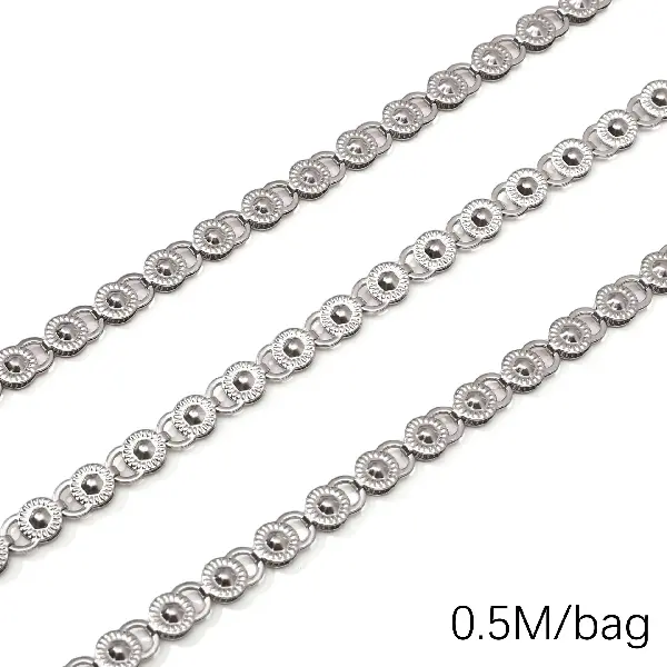 Stainless steel chain 6.0 Sunflower wire diameter about 1.0mm chain width about 6mm chain body 6x10mm-0.5m/pack,chaincharmsupply.com