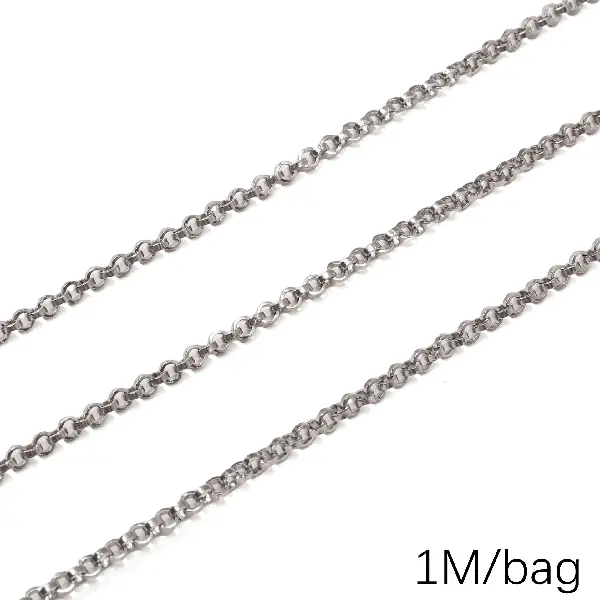 Stainless steel chain 3.0 flat wire pearls wire diameter about 1.0mm chain width about 3mm ring diameter 3.0mm-0.5m/pack,chaincharmsupply.com