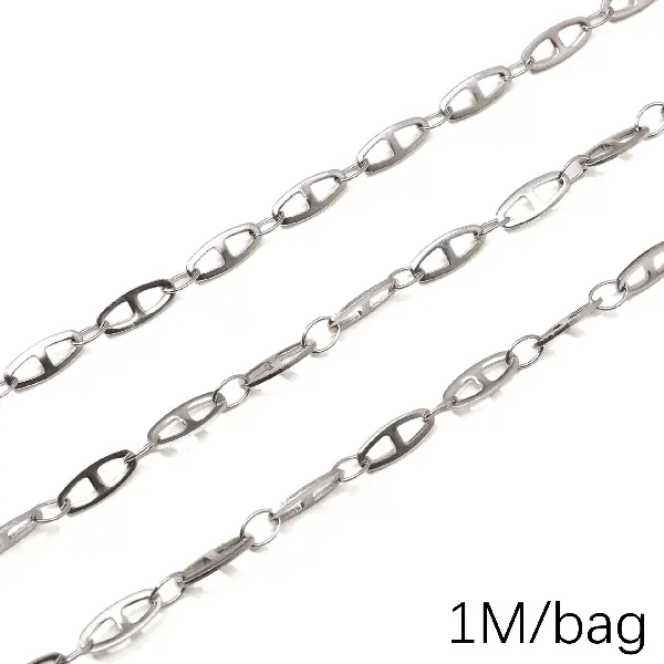 Stainless steel chain 4.0x10 Japanese welded ring wire diameter about 0.4mm chain width about 4mm Japanese chain body 4x10mm-1 meter/pack,chaincharmsupply.com
