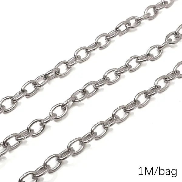 Stainless steel chain 2.0 flat wire embossed wire diameter about 2.0mm chain width about 8.2mm chain body 8.2x11.5mm-0.5m/pack,chaincharmsupply.com