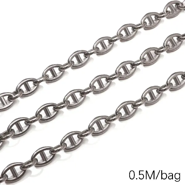 Stainless steel chain 8.0 Japanese hydraulic pressure, wire diameter about 2.0mm, chain width about 8mm, Japanese chain body 8x12.5mm-0.5m/pack,chaincharmsupply.com