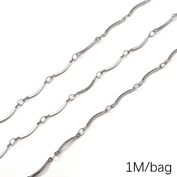 Stainless steel chain flat square stick wire diameter about 1.0mm chain width about 2.2mm double hanging stick 2.2x15mm-0.5m/pack,chaincharmsupply.com