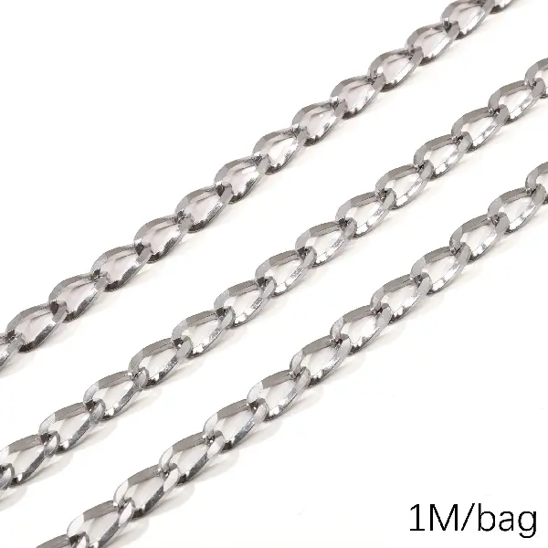 Stainless steel chain 1.8 square wire ground 7mm wire diameter about 1.8mm chain width about 7mm chain body 7x13.5mm-1 meter/pack,chaincharmsupply.com