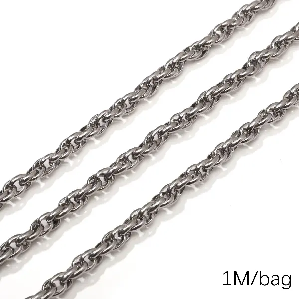 Stainless steel chain, 2.0 wire, 6.5 semicircle double buckle, wire diameter about 2.0mm, chain width about 6.5mm, chain body 6.5x8.5mm-0.5m/pack,chaincharmsupply.com