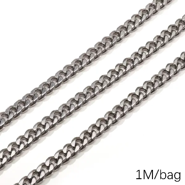Stainless steel chain 2.3 single buckle six sides 8mm wire diameter about 2.3mm chain width about 8mm chain body 8x10mm-1 meter/pack,chaincharmsupply.com