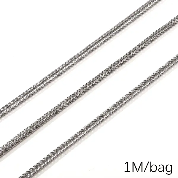 Stainless steel chain 3.0 square foxtail wire diameter about 0.6mm chain width about 3mm chain body 3x5mm-0.5m/pack,chaincharmsupply.com