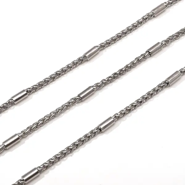 Stainless steel chain, 3.0 turnbuckle guaranteed, wire diameter about 1.0mm, chain width about 3.0mm, 35mm space, guaranteed 4x8mm, steel color, 1m-1m/pack,chaincharmsupply.com