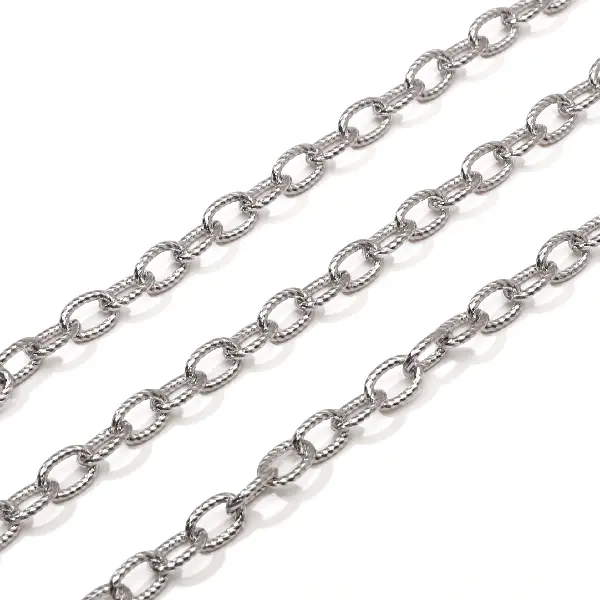 Stainless steel chain 1.4 thread 6x9 wire diameter about 1.4mm chain width about 6.0mm chain body 6x9mm steel color 1 meter/pack-1 meter/pack,chaincharmsupply.com