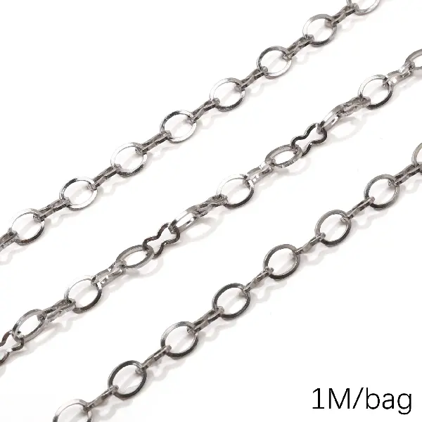 Stainless steel chain 08 square lines with 8 figures, wire diameter about 0.8mm, chain width about 5.8mm \-0.5 meters/pack,chaincharmsupply.com
