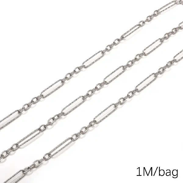 Stainless steel chain 1.0 Gypsophila 5:1 Wire diameter about 1.0mm Chain width about 4.8mm Long chain body 4.8x20mm Short chain body 4-1m/pack,chaincharmsupply.com