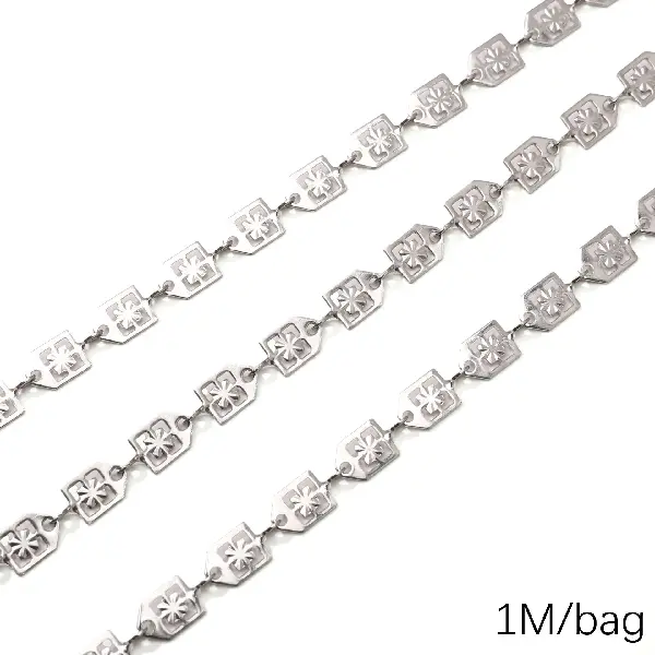 Stainless steel chain 6.0 copper wire, wire diameter about 1.0mm, chain width about 6mm, hangtag 6x12mm, steel color, 1 meter/pack (cut off the edge - 0.5 meters/pack),chaincharmsupply.com