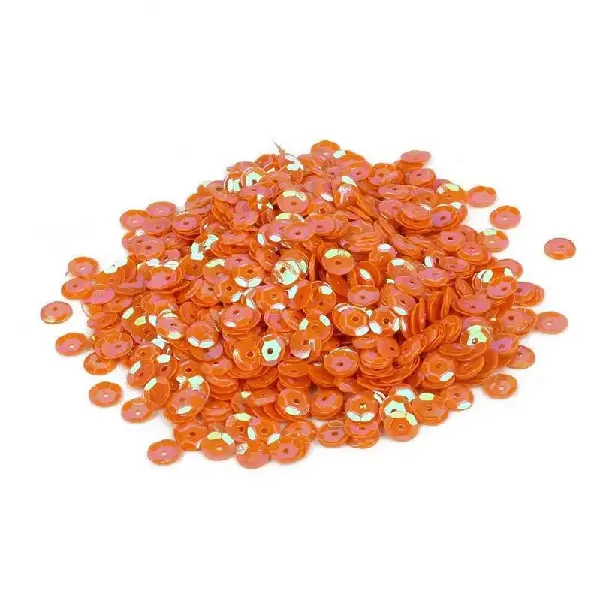 Color plated sequins orange-6mm 20g/pack about 1200 pieces,chaincharmsupply.com