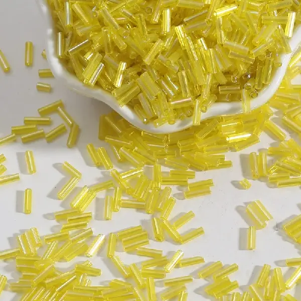 Yellow - 3 tubes, color plated series, diameter about 2mm × length about 7mm, 15g/pack, about 300 pieces,chaincharmsupply.com