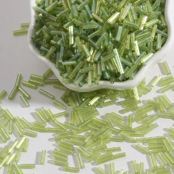 Olive green - 3 tubes, color plated series, diameter about 2mm × length about 7mm, 15g/pack, about 300 pieces,chaincharmsupply.com