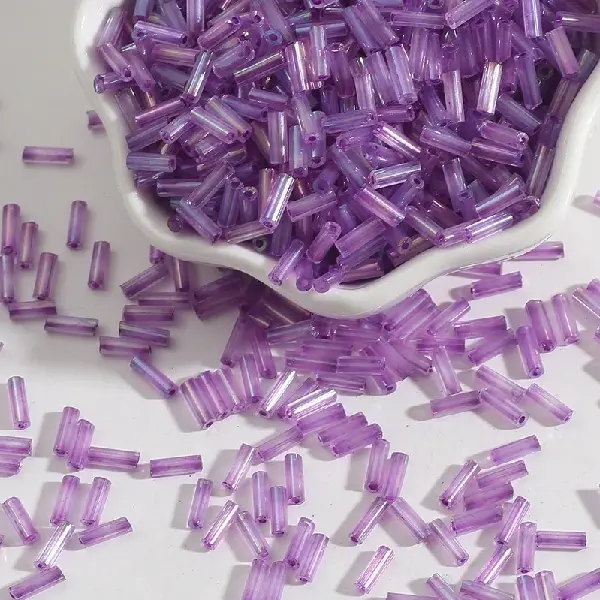 Purple - 3 tubes, color plated series, diameter about 2mm × length about 7mm, 15g/pack, about 300 pieces,chaincharmsupply.com